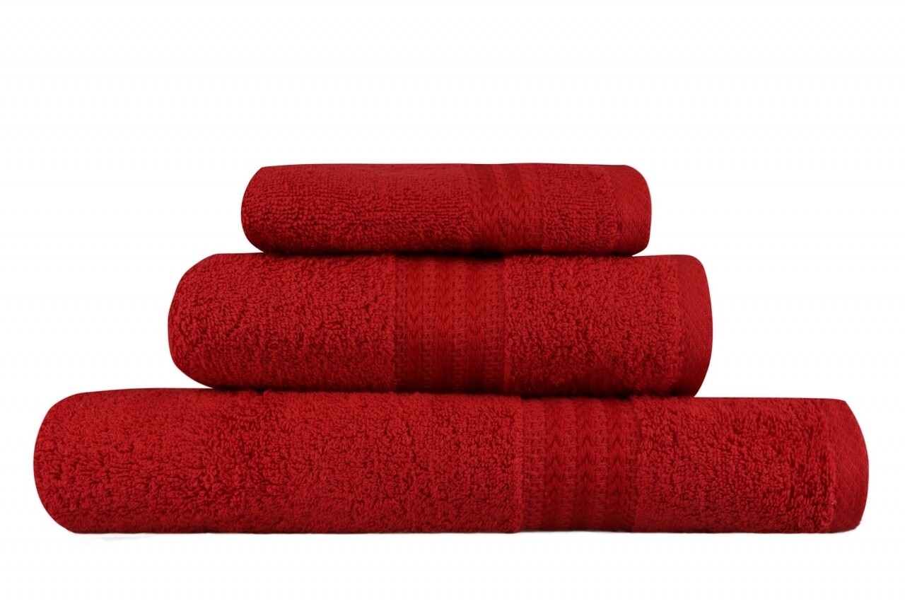 Set 3 prosoape de baie Simplicity, Hobby, 30 x 50 cm/50 x 90 cm/70 x 100 cm, 100% bumbac, rosu - imagine 5